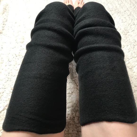 Warm Black Fleece Thigh Highs Leg Warmers Long Knee Socks Boots Thermal Leggings - Picture 4 of 5